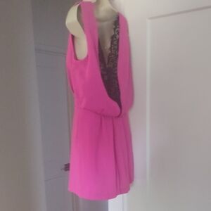 Topshop Pink Romper With Black Lace Back - Size 8